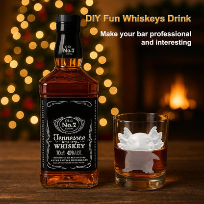 3D Axolotl Ice Cube Silicone Molds Tray for Whiskey, Cocktail, Drink Decor, Bar; Rich Details. Cute Axolotls Gifts for Women Kids Boys Girls, Fun Animal Shape Candle Epoxy Resign Mold; 2 Pack