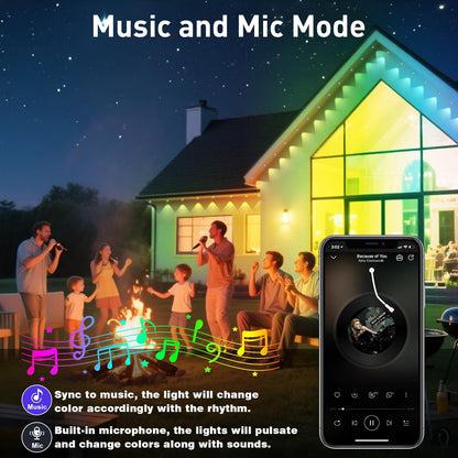 100ft Permanent Outdoor Lights,for House Roof, Christmas, Holiday, Party, Daily Lighting, IP67 Waterproof,RGB Eaves Lights with Multi Scene Modes for Halloween