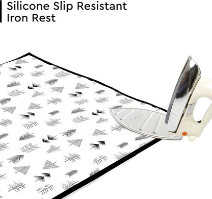 Encasa XO Ironing Mat/Pad (Large 48"x28") with 3mm Padding & Silicone Iron Rest for Steam Pressing on Tabletop or Bed - Heat Resistant, Portable, Quilting & Travel Blanket - Black Arrow