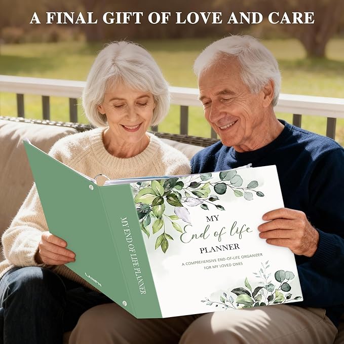 Lanpn End of Life Binder - 8.5x11, Final Wishes & Estate Document Folder with 8 Dividers & 10 Letter Size Binder Pockets, Death Planner Organizer, Before Death Life Plan When I Die Journal Book