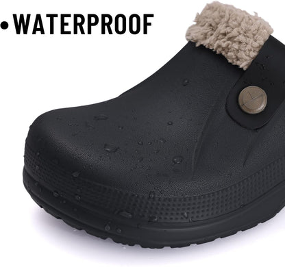 Beslip Classic Fur Lined Clogs Waterproof Winter Fuzzy Slippers for Women Men Indoor and Outdoor