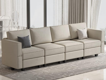 Belffin Modular Sofa Couch with Storage Seats Sectional Sofa Velvet Sofas for Living Room Grey