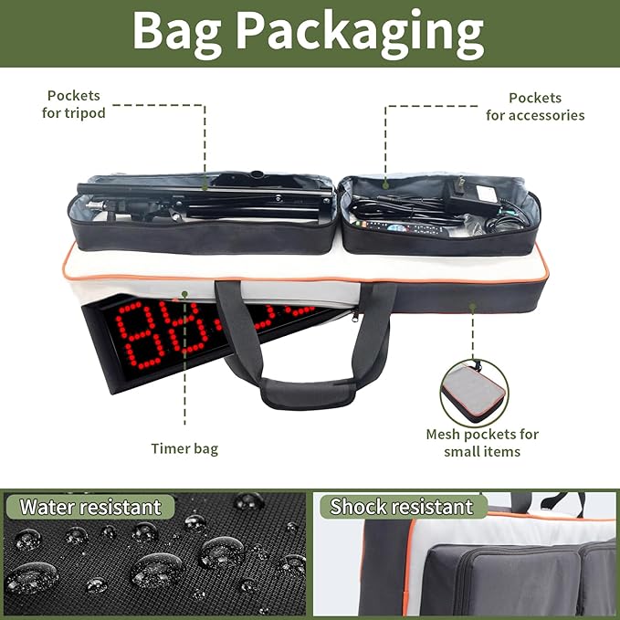 Large LED Display Digital Race Timer Clock with Tripod,Battery,Remote Control,Function-Countdown/Up/Time Clock,for Sports Events, Races, Meetings, Presentations (Non-Waterproof +RGB)