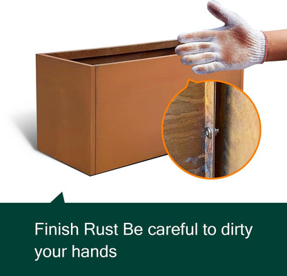 Corten Steel Planter Box Metal Outdoor Large Rectangular Rustic Durable Antique Detached for Commercial Residential Patio Deck and Backyard 24" x 12" x 12"