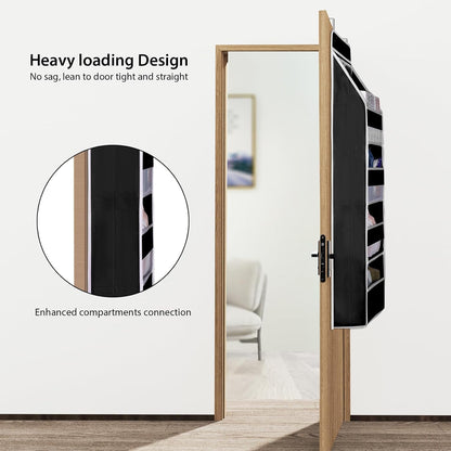 Univivi 5-Shelf Fabric Door Storage Over Door Hanging Organizer with 4 Large Pockets and 3 Small PVC Pockets Nursery Closet Cabinet Wall Mount Hanging Storage Organizers for Baby Nursery (Black)