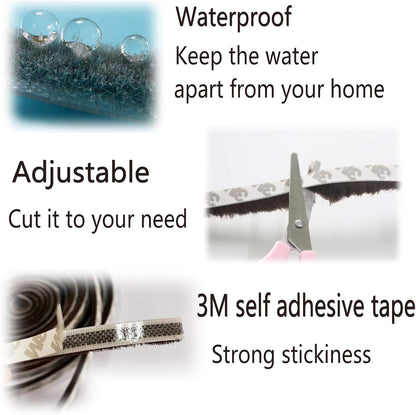 Weather Stripping Brush for Sliding Windows/Doors Frame Side,Pile Self Adhesive Weatherstrip Seal Strip Sealer Draft Stoppers (16.5ft x11/32 x 3/16 Brush inch, Brown)