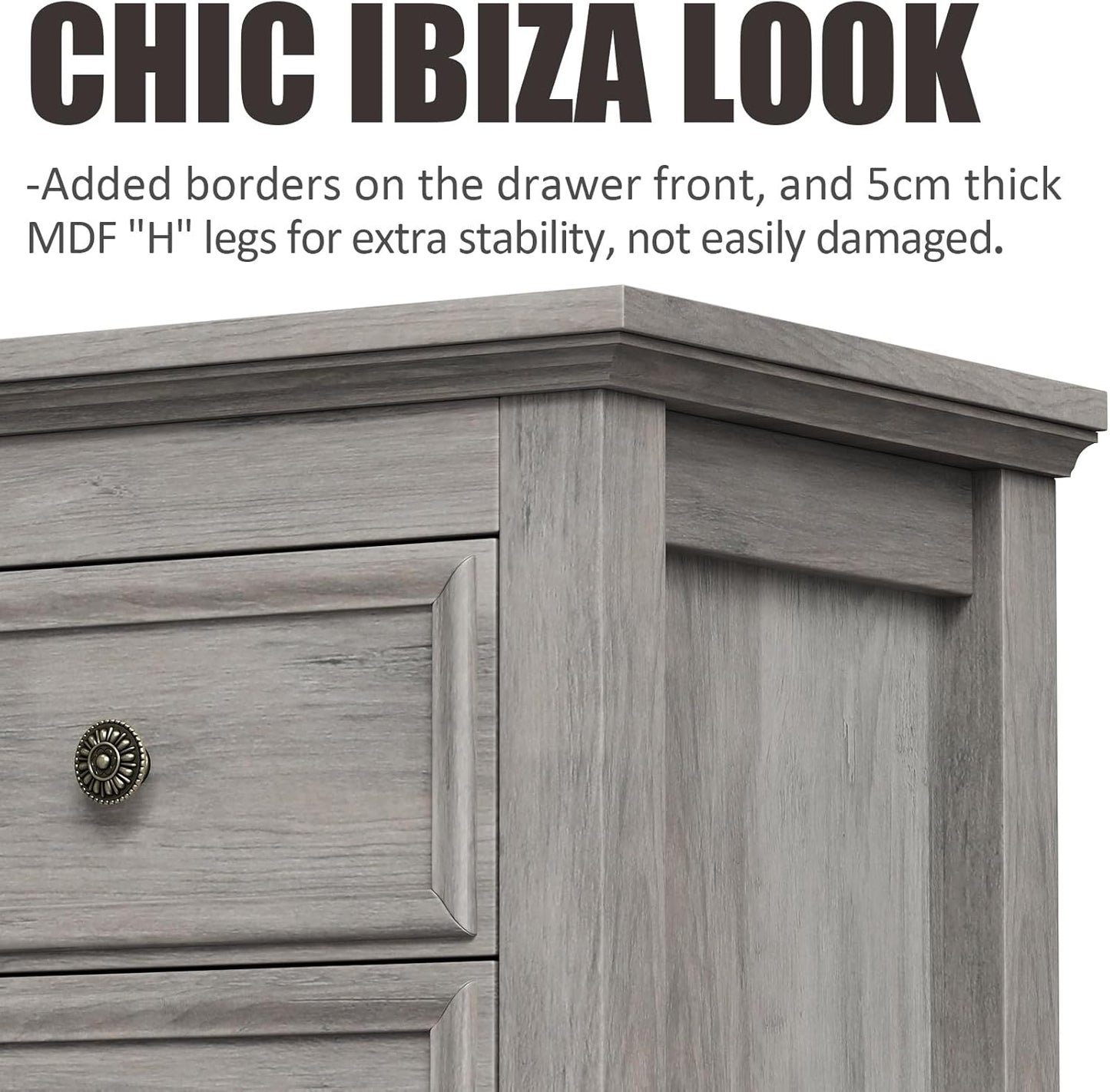 LGHM Large 9 Drawers Dresser, Long Dressers for Bedroom, Chests of Drawers TV Stands, Sturdy and Stable Storage Organizer - Thick Support Legs Design, 6" Deep Drawer for Living Room, Hallway, Gray