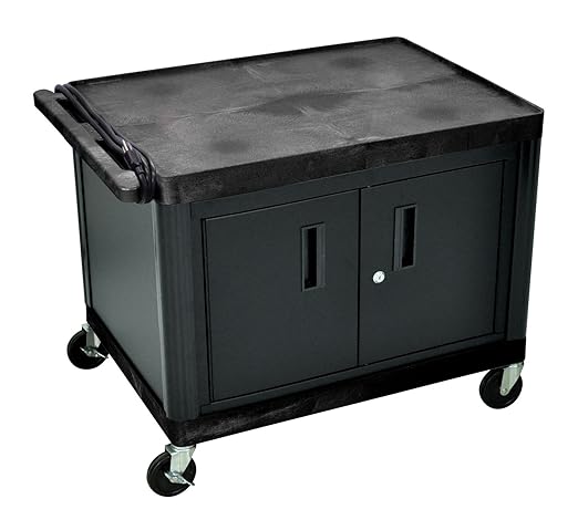 Luxor 27" H A/V Multipurpose Utility Cart with Locking Cabinet