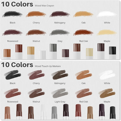 Wood Filler Sticks, Set of 21 Wood Floor Scratch Repair Kit, Wax Sticks for Furniture Markers Repair Any Scratches, Scuffs, Cracks and Nail Holes on Furniture, Floors, Doors, Cabinets, Tables