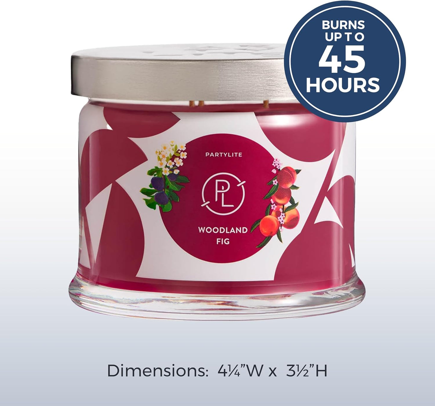 PartyLite 3-Wick Jar Candle, Highly Fragranced Clean Burning Glass Candle, 25-45 Hours Burn Time (Woodland Fig)