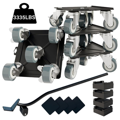 Furniture-Dolly-Furniture-Movers-with-5-Wheels, Furniture Sliders Large Size Carbon Steel Panel Lifter Tool for Moving Heavy Furniture, Furniture Dollies with 2 Brakes, Max Capacity 3335 Ibs