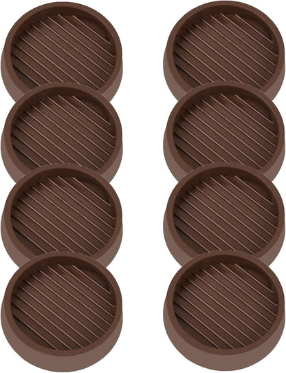 2X2 Round Rubber Caster Cups, Non Slip Furniture Pads, Anti-Slip Gripper, Anti Skid Furniture Feet, Anti Slide Floor Protector for Bed Couch Table Chair Stoppers (Brown, 8 Pack)