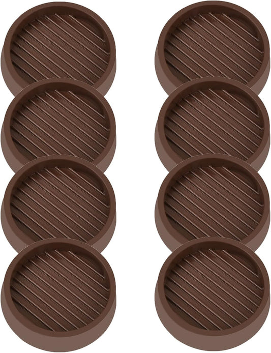 2X2 Round Rubber Caster Cups, Non Slip Furniture Pads, Anti-Slip Gripper, Anti Skid Furniture Feet, Anti Slide Floor Protector for Bed Couch Table Chair Stoppers (Brown, 8 Pack)