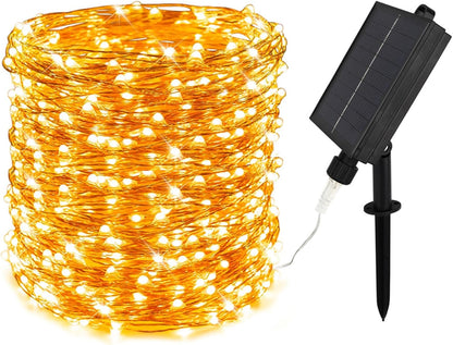 Solar String Lights for Outside,200FT 600 LEDs Solar Fairy Lights,Waterproof 8 Modes Button Outdoor String Light for Patio Garden Backyard Tree Wedding Christmas,Copper Wire,Warm White