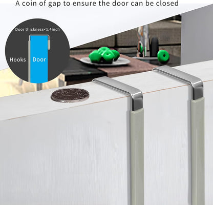 FYY Over The Door Hooks, 4 Pack Door Hangers Hooks with Rubber Prevent Scratches Heavy Duty Organizer Hooks for Living Room, Bathroom, Bedroom Hanging Clothes, Towels, Hats, Coats, Bags Grey