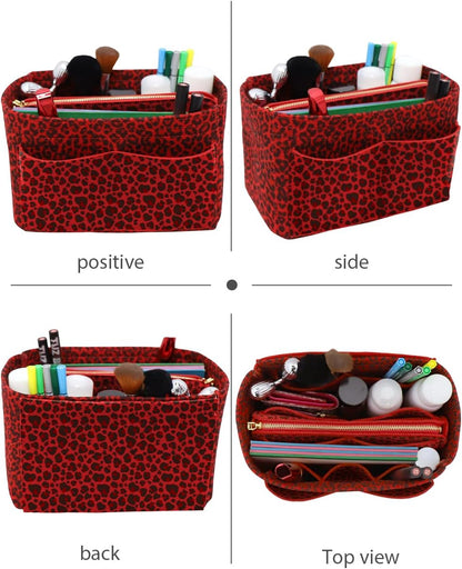 LEXSION Felt Purse Bag Organizer Insert with zipper Bag Tote Shaper Fit Speedy Neverful PM MM