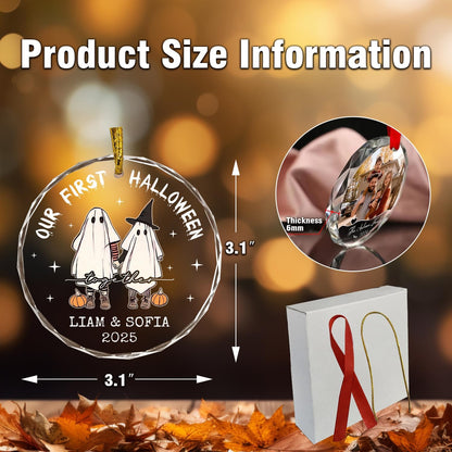 First Halloween Married Ornaments, Custom Couple Halloween Ornament for Couples, Newlywed, Mr & Mrs Ornament, Spooky Glass Hanging Decor, Spooky Pendent, Ghost and Pumpkin Gifts