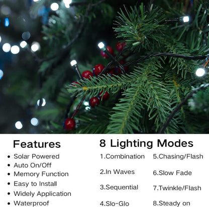 Joomer Solar Christmas Lights Outdoor, 2 Pack Total 144FT 400 LED 8 Modes Waterproof Solar Christmas Lights for Christmas Decoration (White)