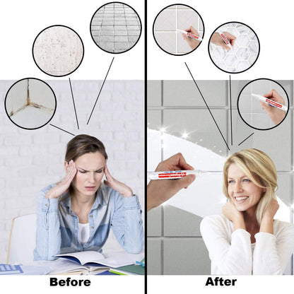 Grout Pen 12 Pack Water Based Tile Marker Repair Pens Professional for Bathroom, Kitchen, Parlor, Bedroom, Balcony Wall and Floor Color Restore (White)