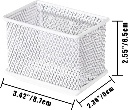 White Magnetic Basket, Magnetic Pencil Holder for whiteboard, Wire Mesh Magnetic Refrigerate Organizer, Magnetic shelf Desktop Storage, 3.42'' x 2.36'' x 2.55'',Set of 4