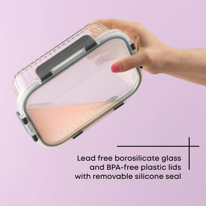 JoyJolt 24pc Borosilicate Glass Storage Containers with Lids | 12 Airtight/Freezer Safe Food Storage Containers for Pantry and Kitchen | Meal Prep Container for Lunch | Glass Tupperware Set