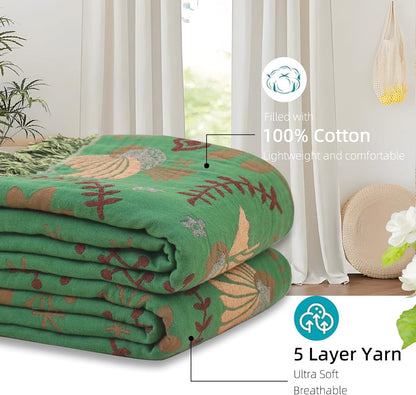 Boho Throw Blanket for Bed, 100% Pure Cotton Ultra Soft Rustic Quilt, Farmhouse Decor Bed Blankets, All Season Rustic Throw for Sofa Couch Chair(91''x 98'', Bird B)