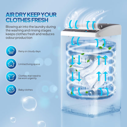 ROVSUN 25LBS Portable Washing Machine, Full-Automatic Electric Laundry Machine with Stainless Steel Drum, 110V Compact Washer, Washer and Spin Dryer Combo with Drain Pump for Apartment, Dorm, Home