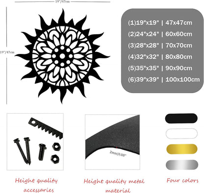 Sunburst Metal Wall Decor, Metal Sun Wall Decor, Metal Sun Flower Wall Art, Outdoor Metal Sun Wall Art, Sun Burst Wall Decor, Home Decor, Patio Decor, Wall Art for Living Room, Bedroom (White, 39"x39"|100x100cm)