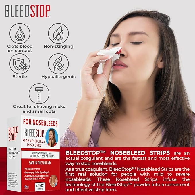 BleedStop™ First Aid Powder and Strip for Blood Clotting, Trauma Kit, Blood Thinner Patients, Camping Safety, and Survival Equipment for Moderate to Severe Bleeding Wounds or Nosebleeds