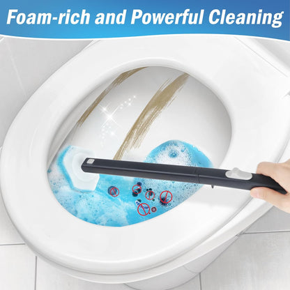 squish Disposable Toilet Brush with 16 Refills, Wall-Mounted No-Drill Adhesive Holder, Toilet Cleaning Kit for Bathroom - Space-Saving & Easy to Use