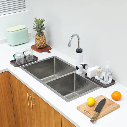 Silicone Kitchen Sink Organizer Tray for Multiple Usage,Eco-Friendly Sponges Holder for Kitchen Bathroom Counter or Sink,Dish Soap Dispenser,Scrubber,Bottle,Cup (Coffee, 10"×5.3")