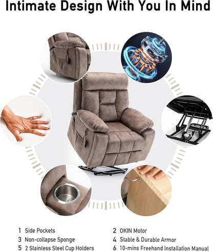 Lazy boy Recliner Chair with Cupholder/Power Lift Recliner Chair for Elderly， Electric Recliner/Big and Tall Recliners for People Up to 6'2"/350lb Range