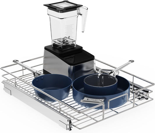 ROOMTEC Pull Out Cabinet Organizer, Cabinet Pull Out Shelves 17" W x 21" D, Heavy Duty Cabinet Drawers Slide Out Kitchen Cabinet Organizers Storage Shelf