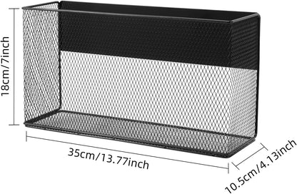 Black Magnetic Basket for Refrigerator, Black Magnetic Basket Organizer Magnetic Spice Rack, Magnetic Locker Organizer Holder for Kitchen Storage, Magazine, Whiteboard