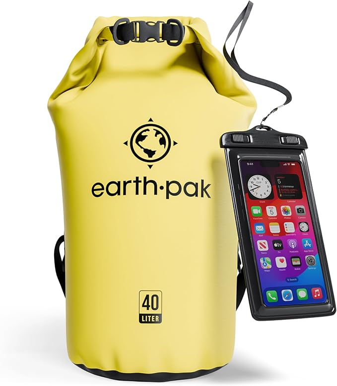 Earth Pak Waterproof Dry Bag - Roll Top Waterproof Backpack Sack Keeps Gear Dry for Kayak with Waterproof Phone Case