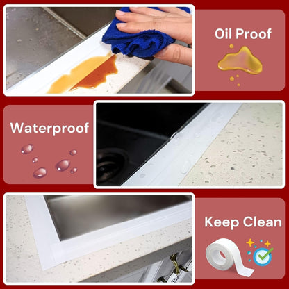 1.5" White Caulk Tape with Self Adhesive, Caulk Strip Waterproof for Bathroom,Toilet, Bathtub,Shower,Caulking Tape for Kitchen and Wall Toilet Sealer Around Base 10.5 Ft x 3 Rolls