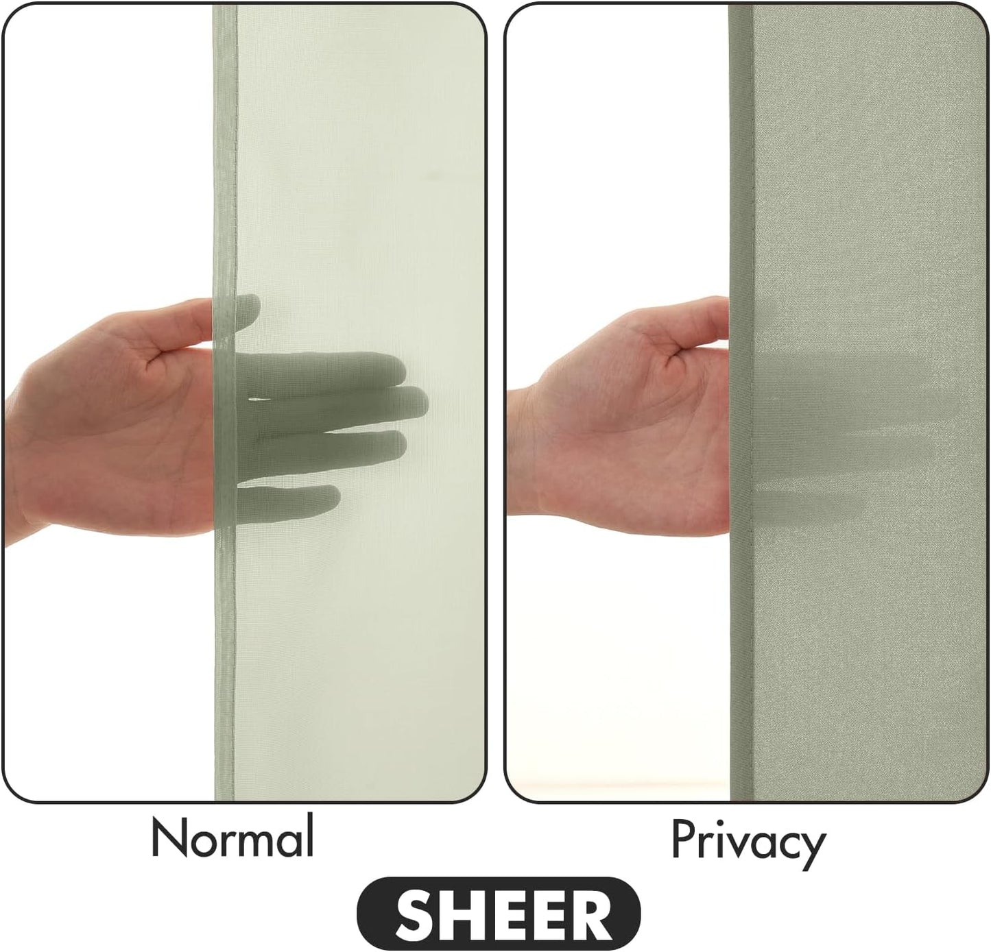 MIULEE Sage Green Privacy Sheer Curtains That Let Light in 72 Inches Long Non-See-Through Semi Sheer Curtain Light Filtering Window Curtains Drapes for Living Room Bedroom 2 Panels Set 42 X 72
