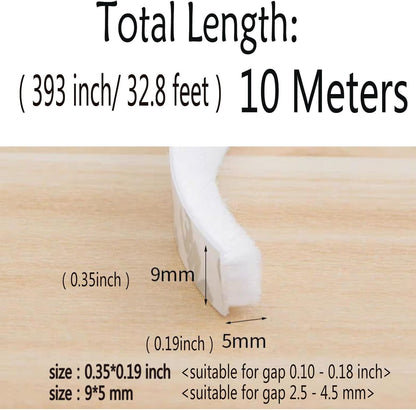 Weather Stripping Brush for Sliding Windows/Doors Frame Side,Pile Self Adhesive Weatherstrip Seal Strip Sealer Draft Stoppers (33ft x11/32 Backing x 3/16 Brush inch, White)