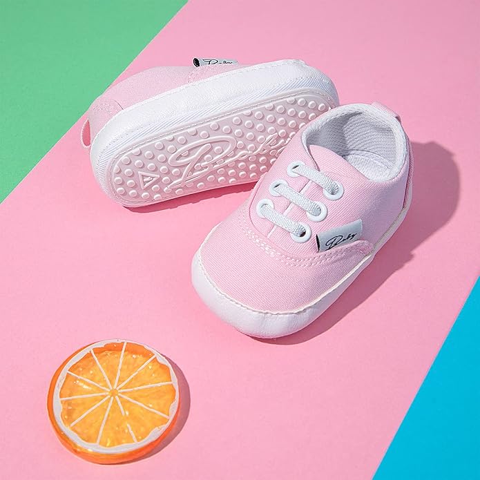 Morbido Infant Baby Boys Girls Canvas Sneaker Toddler Slip On Anti Skid Newborn First Walkers Candy Shoes for 0-18 Months