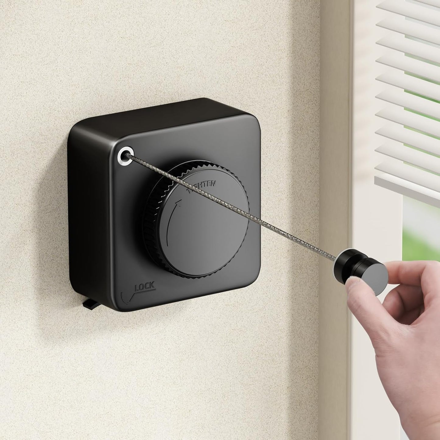 Retractable Clothesline Indoor, Non-Sagging Outdoor Clothes Line Retracting Heavy Duty Clothes Drying Laundry Line Wall Mounted Stainless Steel Line-15.1 Feets(Black)