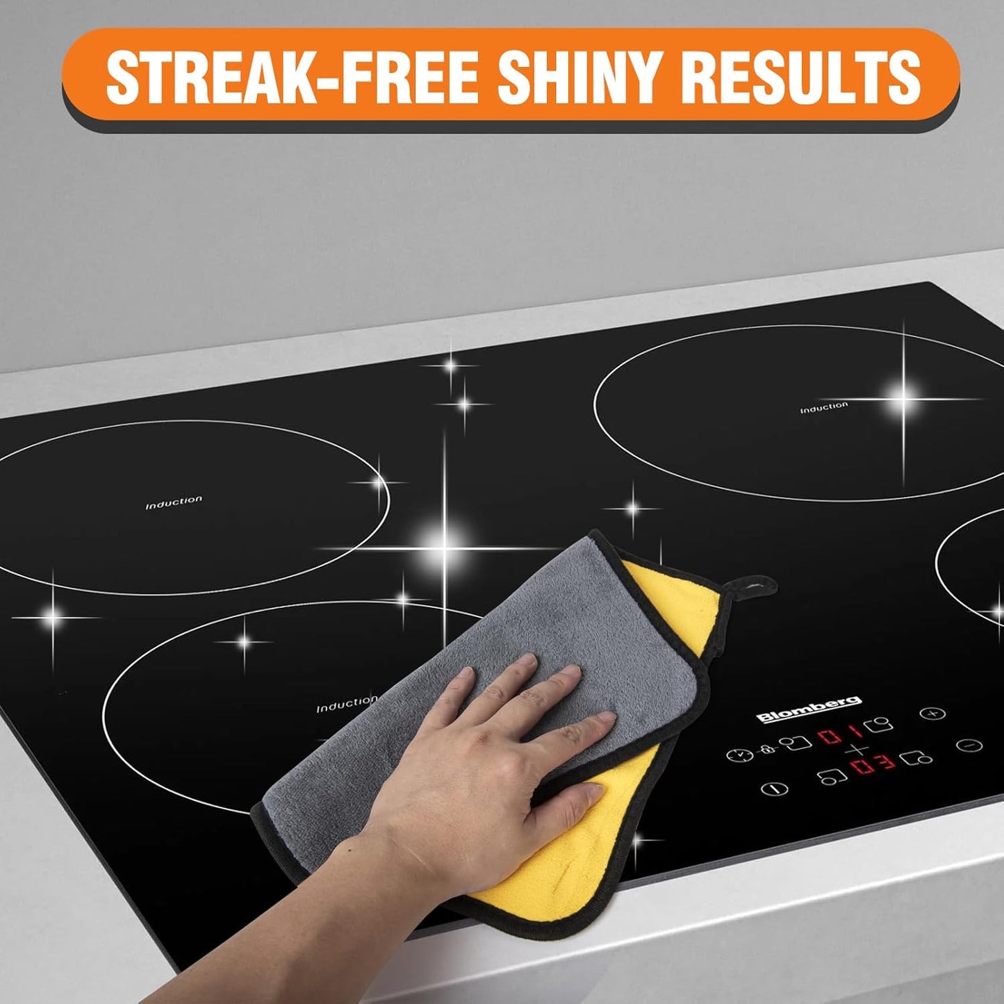 Glass Stove Top Cleaner Kit, 12 Oz Glass Cooktop Cleaner Non-Abrasive, Stove Oven Cleaner & Polish For Ceramic, Electric, Induction, Flat Top Stovetop, Gas - With Scrubbing Pad, Scraper, Cloth