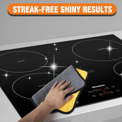 Glass Stove Top Cleaner Kit, 12 Oz Glass Cooktop Cleaner Non-Abrasive, Stove Oven Cleaner & Polish For Ceramic, Electric, Induction, Flat Top Stovetop, Gas - With Scrubbing Pad, Scraper, Cloth