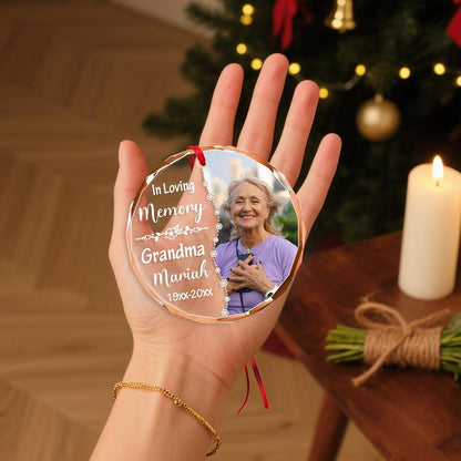 Personalized Christmas Ornament with Photo - Custom in Loving Memory Picture Ornaments, Customized Memorial Hanging Ornament, Sympathy Keepsake Gift for Loss of Loved One