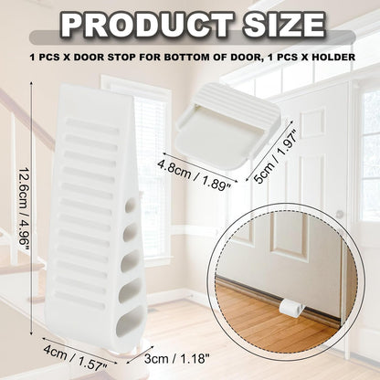 PATIKIL Rubber Door Stoppers for Bottom of Door, Door Wedge Stopper with Holder Sturdy Stackable Doorstop Wall Protector for Home Office Floor Concrete Tile, White