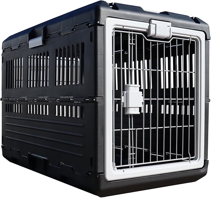 USA Pet Carrier & Crate 35" - Premium Collapsible Design for Medium Cats and Dogs - Portable Kennel for Indoor/Outdoor Use - 360-Degree Ventilation & Hard Plastic Wall Protection