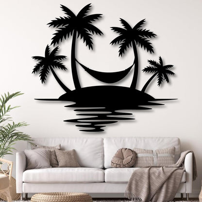 Palm Tree Metal Wall Decor,Palm Tree Outdoor Wall Art,Tropical Palm Tree Wall Decorations for Living Room,Outdoor Wall Decorations for House(30"×26",White)