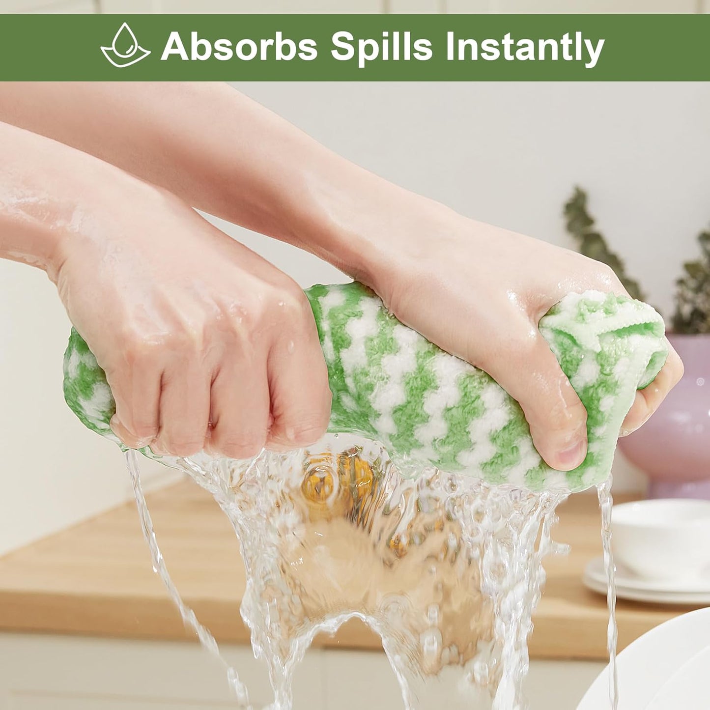 JOYMOOP Microfiber Cleaning Cloths – 18 Pack, 10" x 10", Green – Reusable, Lint-Free, Super Absorbent Towels for Kitchen, Car, and Household Cleaning