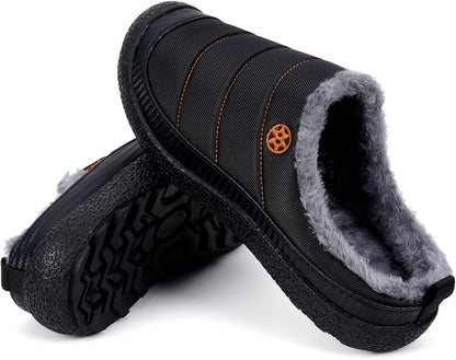 Womens Mens House Slippers Slip on Snow Winter Warm Fully Fur Lined Slippers Indoor Outdoor Shoes