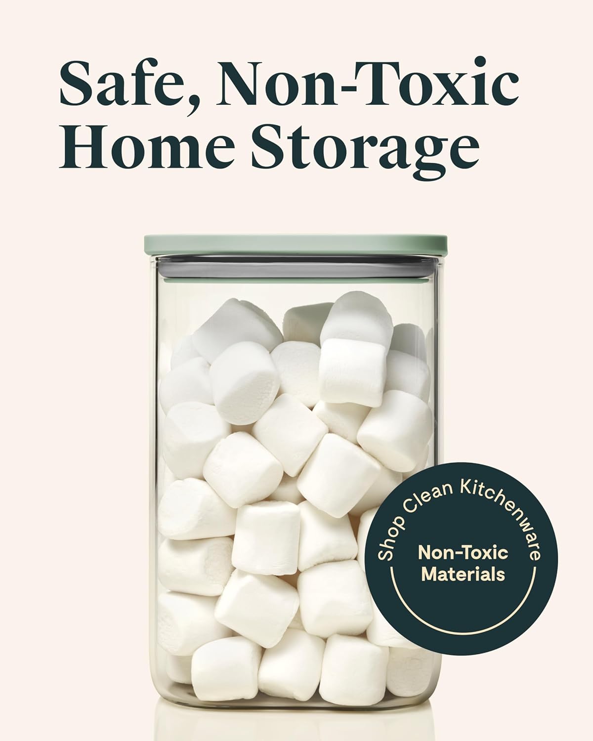 Caraway 4qt Glass Airtight Food Storage Container with Lid – Non-Toxic, BPA-Free Kitchen Storage Container – Stackable, Space-Saving Airtight Container for Dry Goods and More - Gray