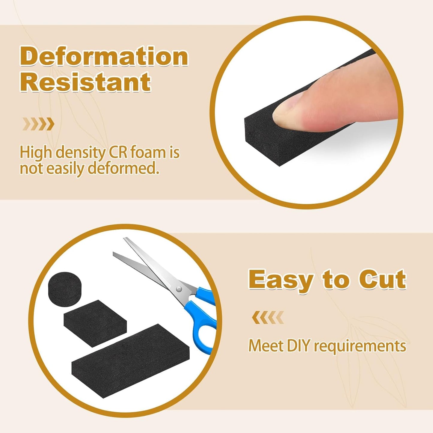 Weather Stripping High Density, 1/2 in x 1/2 in Soundproof Door Seal Strips, Weatherproof Foam Insulation Tapes for Windows Doors, Easy Cut to Size, 2 Rolls Total 13Ft